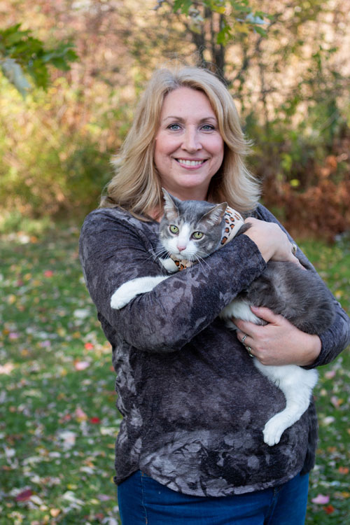 Peggy Holding Cat Outside